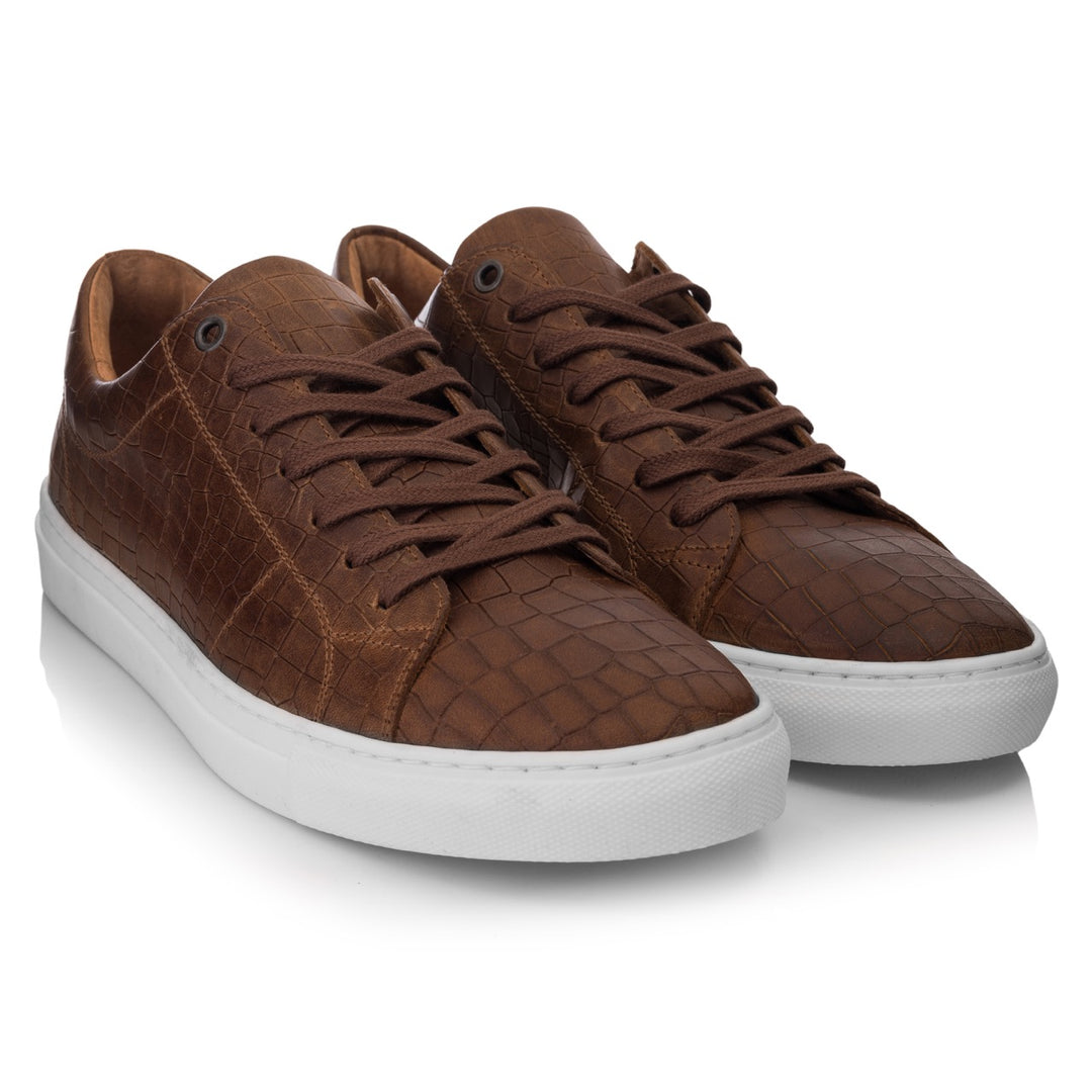 VELO SNEAKER ECO Croco 2 Cuoio Embossed Leather