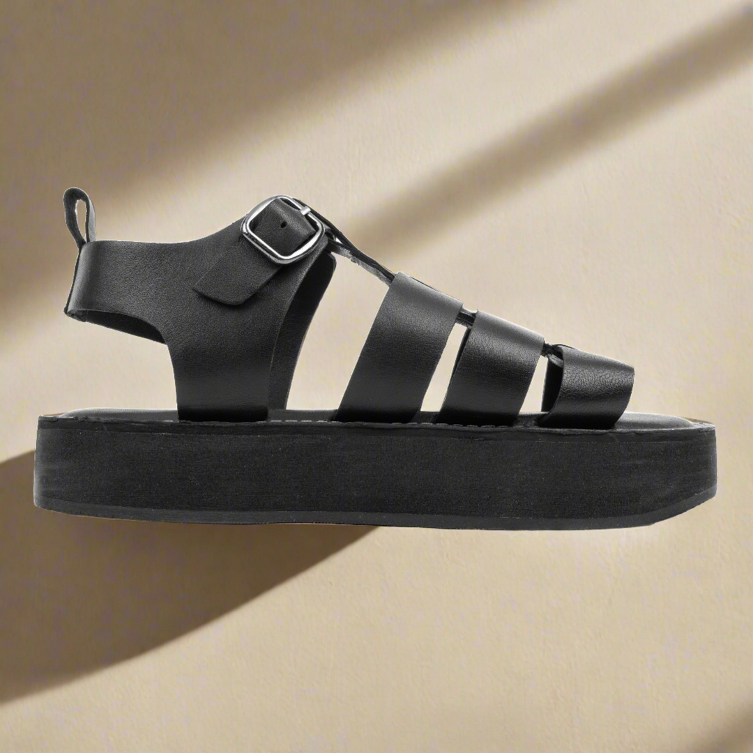 GEEK SANDAL Black Leather