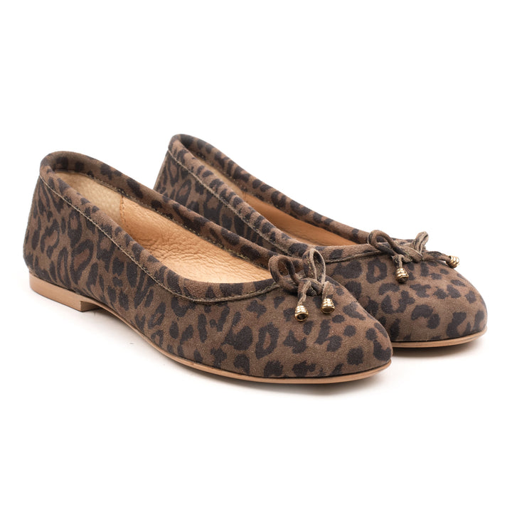 ALICE ESSENTIAL BALLERINA Olive Kid Suede Leopard