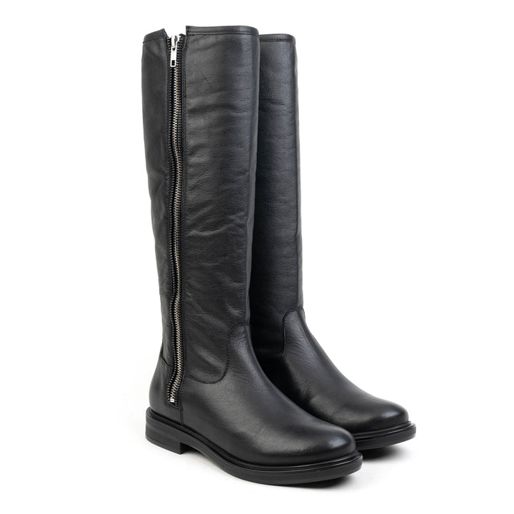 ZINA HIGH BOOT ZIP Black Leather