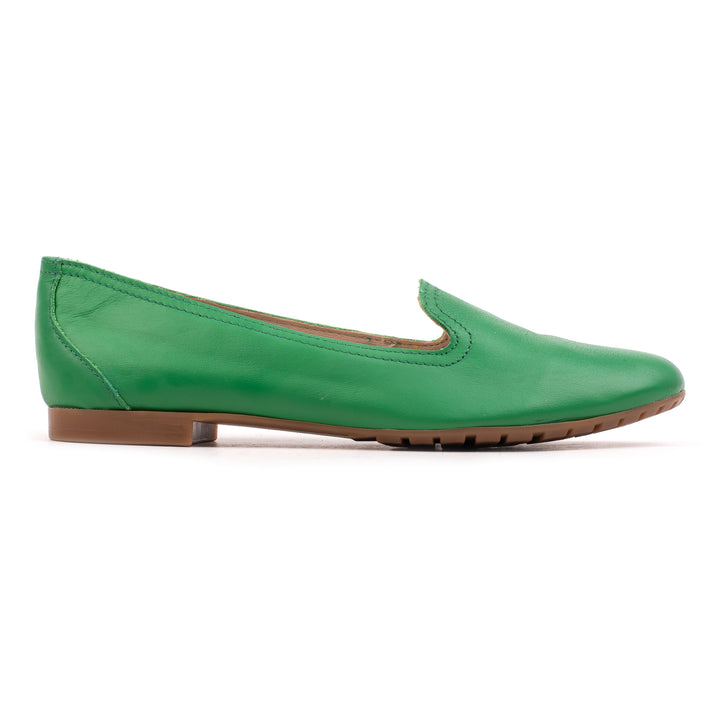 FERNIE PLAIN LOAFER Green Leather