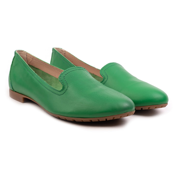 FERNIE PLAIN LOAFER Green Leather