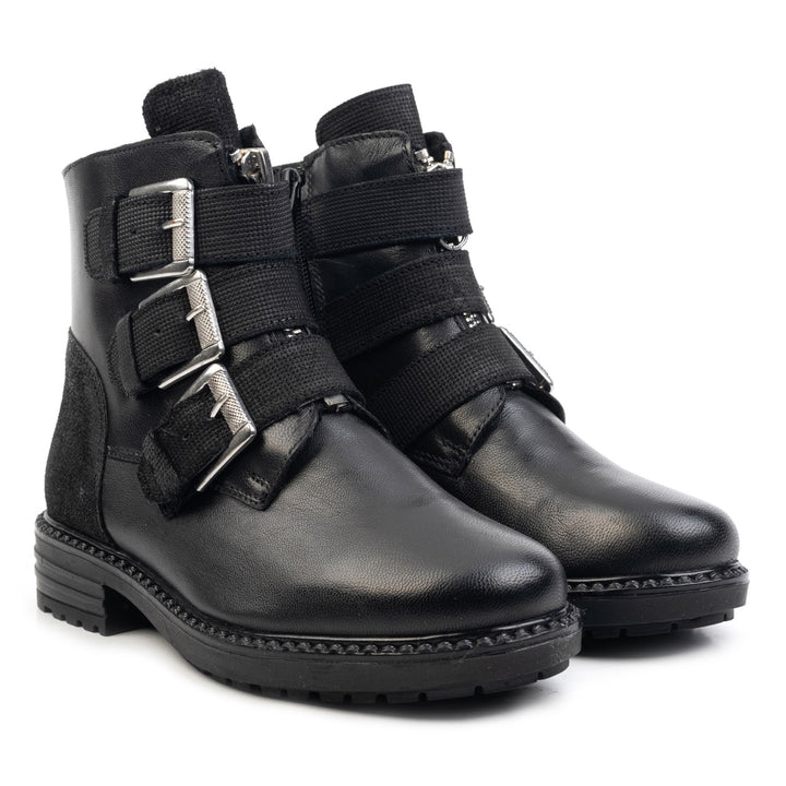 EVE BUCKLE BOOT Black Leather