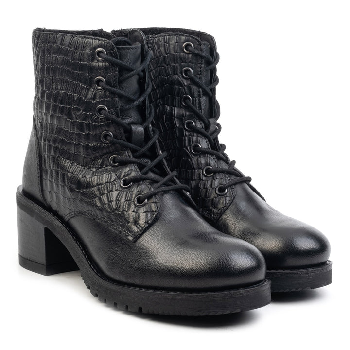 BEAU LACE BOOT Black Leather