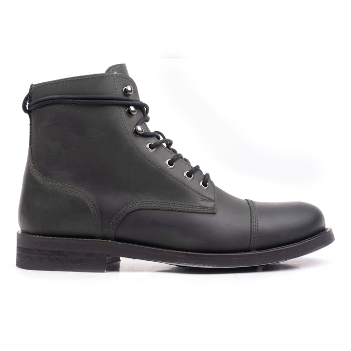 BERET TOE CAP BOOT Army Leather