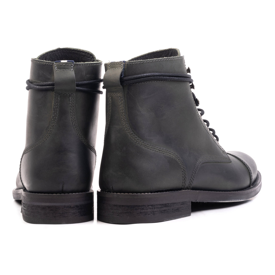 BERET TOE CAP BOOT Army Leather