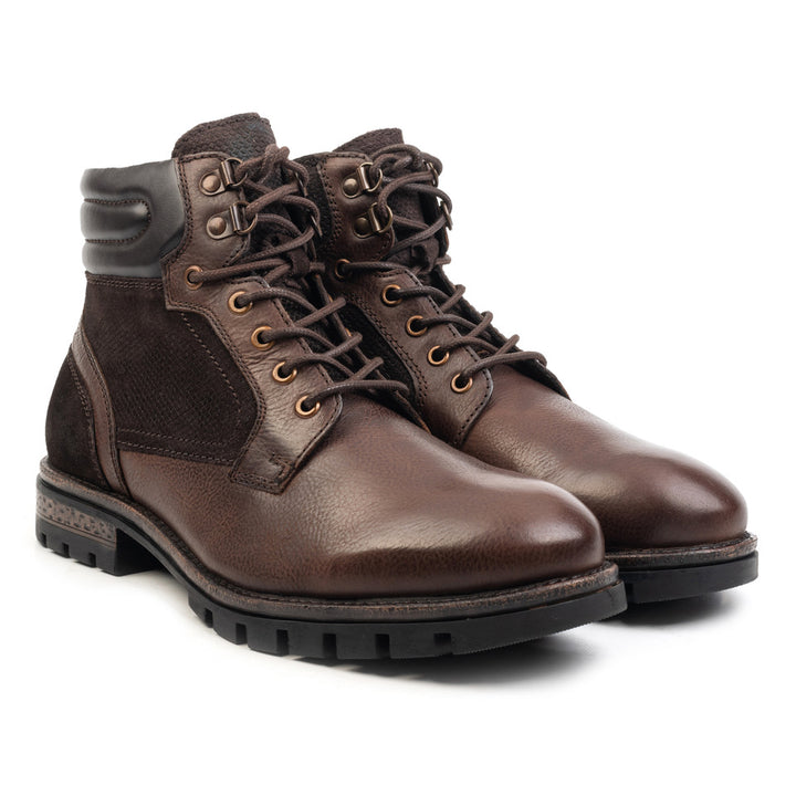 ARLO LACE BOOT Dk. Brown Leather Suede