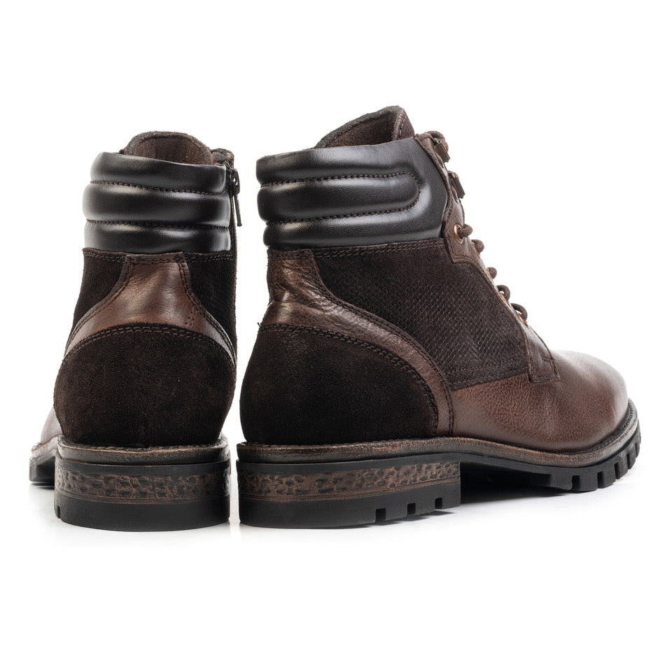 ARLO LACE BOOT Dk. Brown Leather Suede