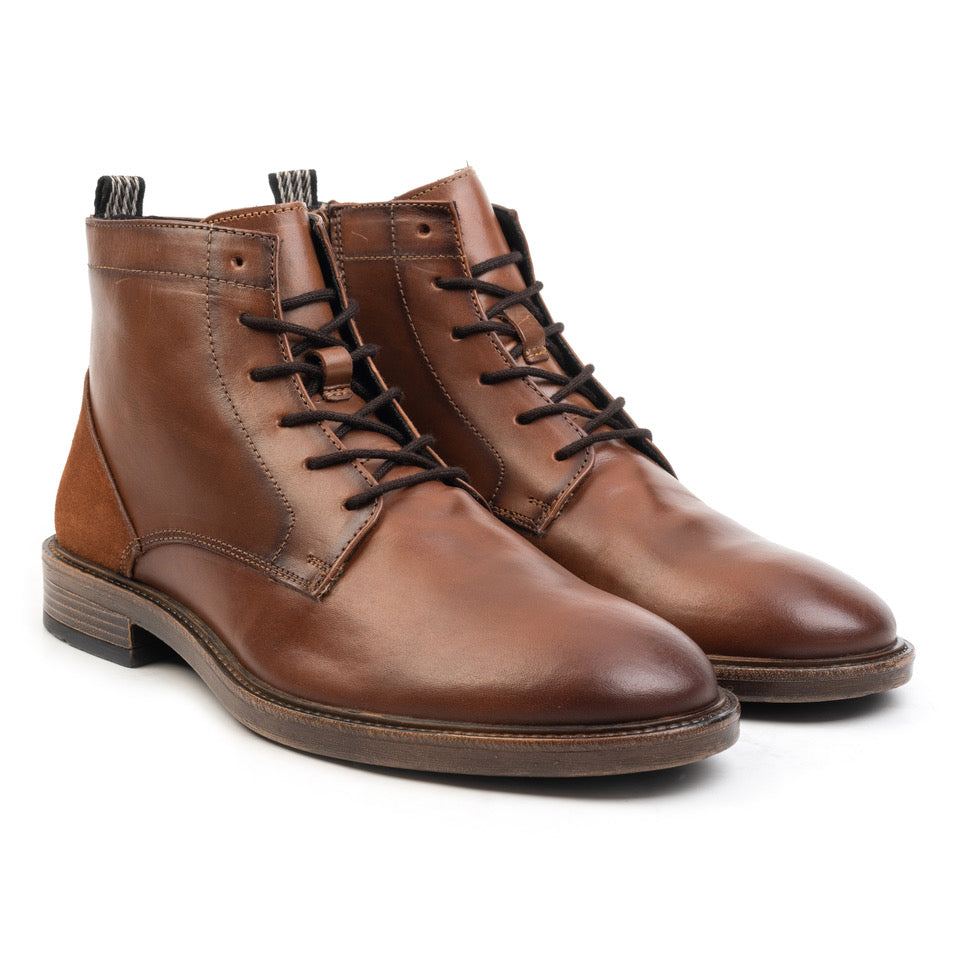 HUDSON LACE BOOT Cognac Leather