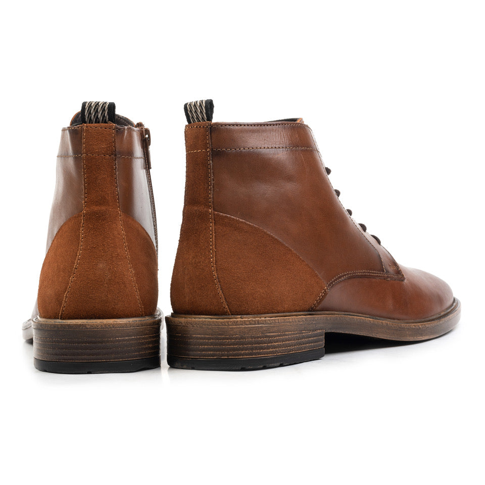 HUDSON LACE BOOT Cognac Leather