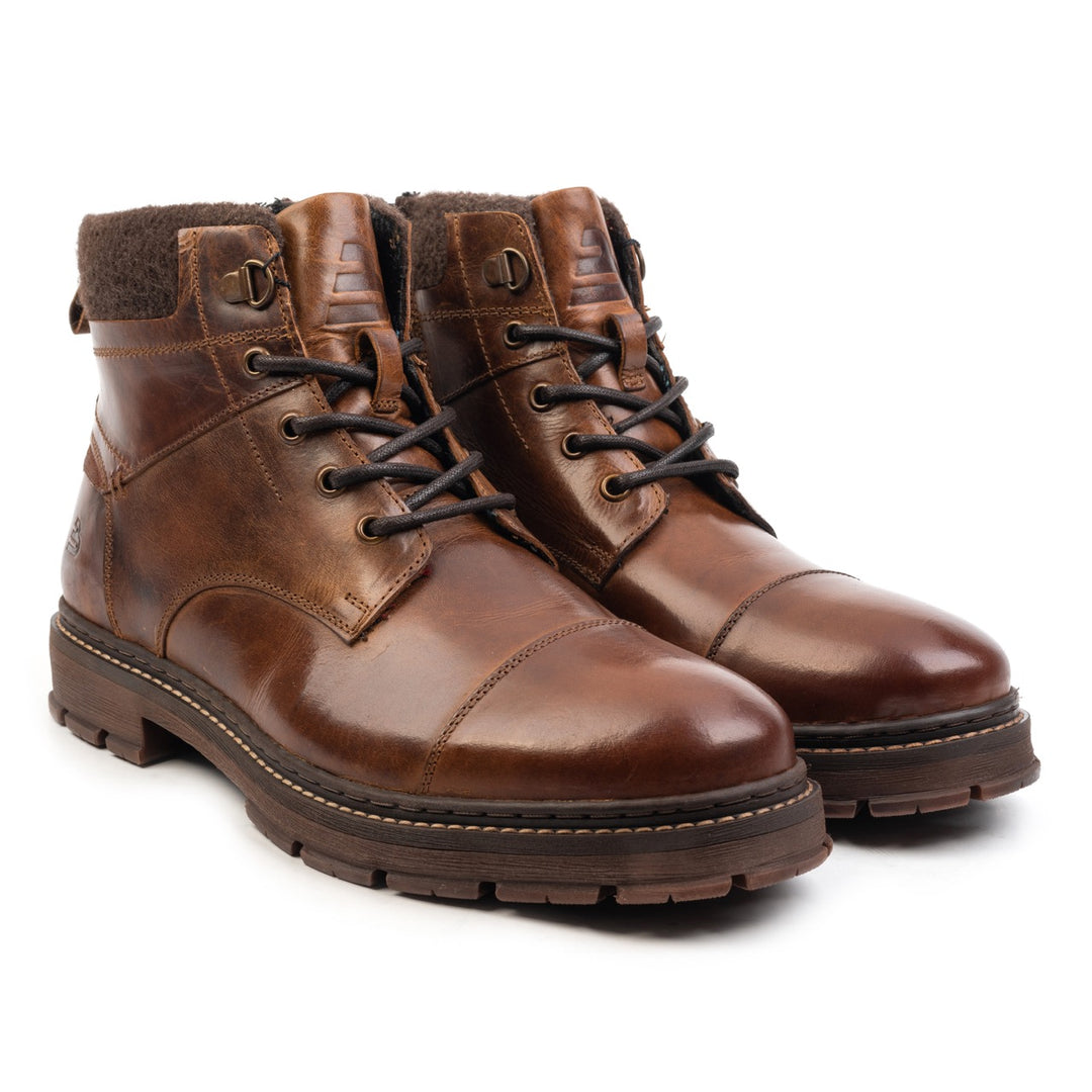 OLTEN LACE BOOT Cognac Leather