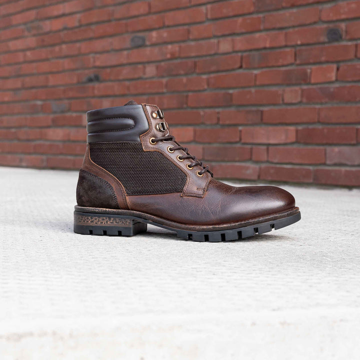 ARLO LACE BOOT Dk. Brown Leather Suede