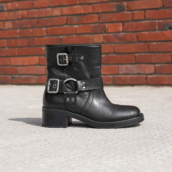 BIKE ANKLE BOOT Black Leather