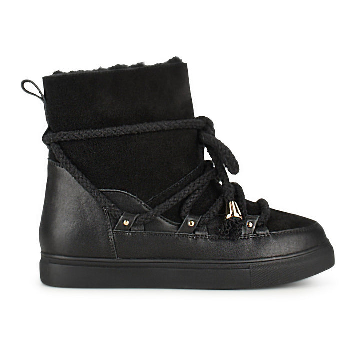 MIA SNOWBOOT Black Leather/Velour