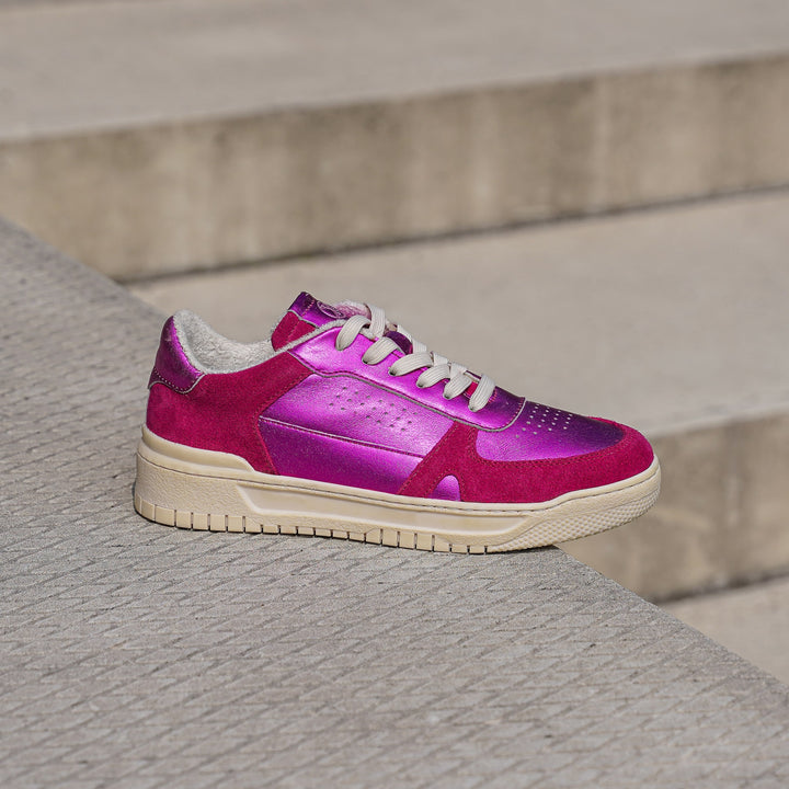 VIOLETTA SNEAKER Fuchsia Metalic Leather Suede