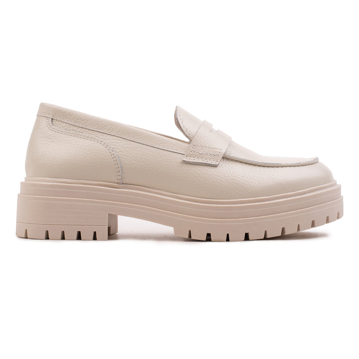 LEYTON LOAFER SADDLE Off White Leather