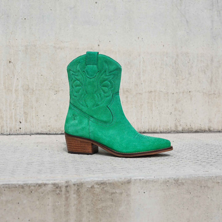 MINT WESTERN BOOT Green Suede