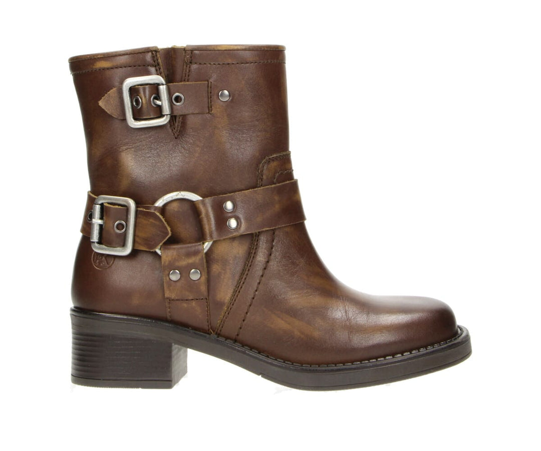 BIKE ANKLE BOOT Cognac Leather