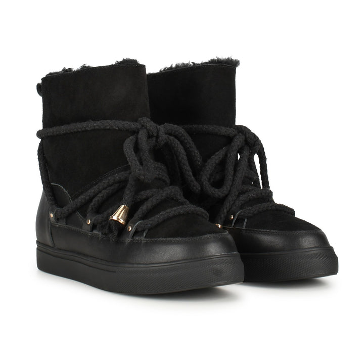 MIA SNOWBOOT Black Leather/Velour