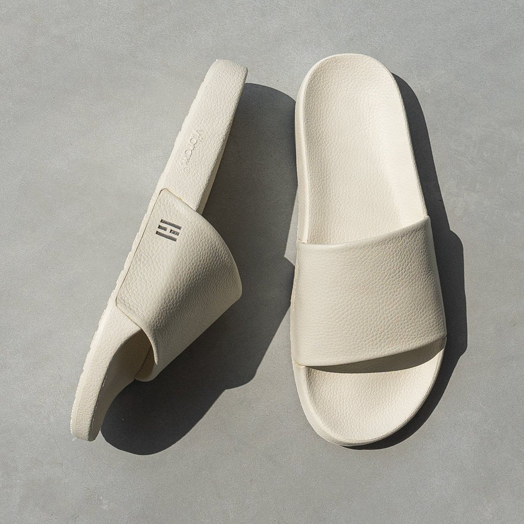 LUXURY GRIP SLIDE Off White Leather Milled