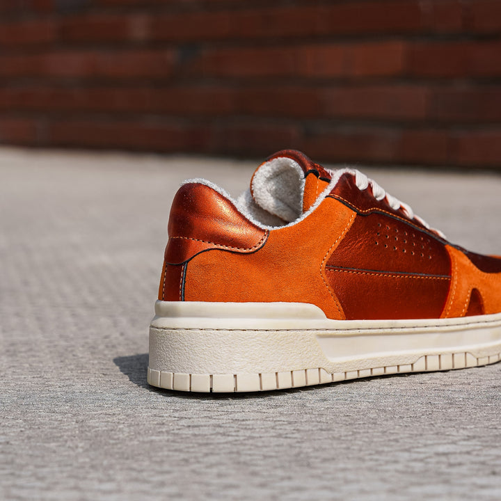 VIOLETTA SNEAKER Orange Metalic Leather Suede