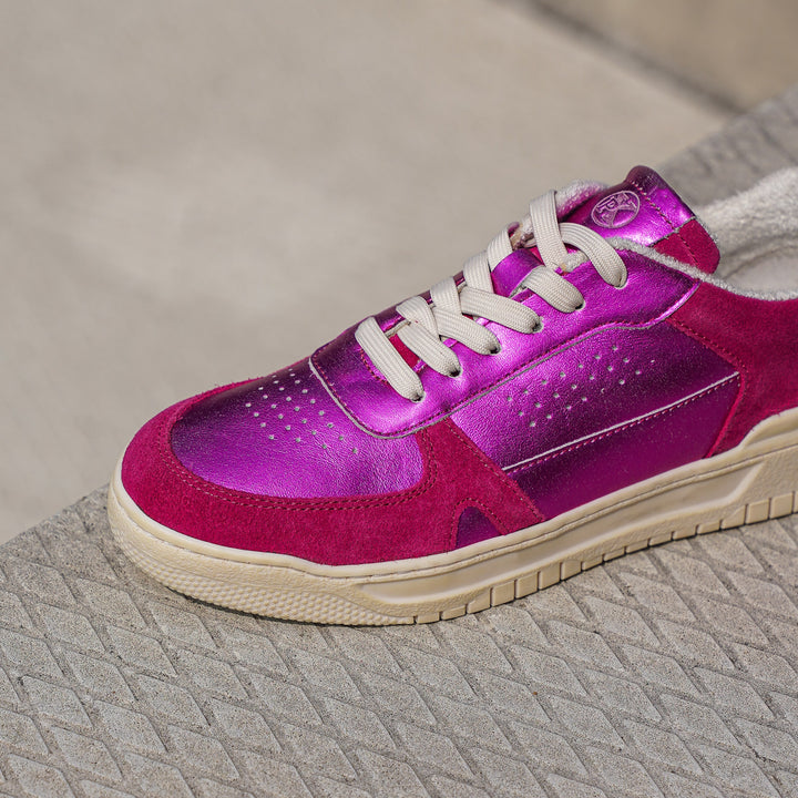 VIOLETTA SNEAKER Fuchsia Metalic Leather Suede