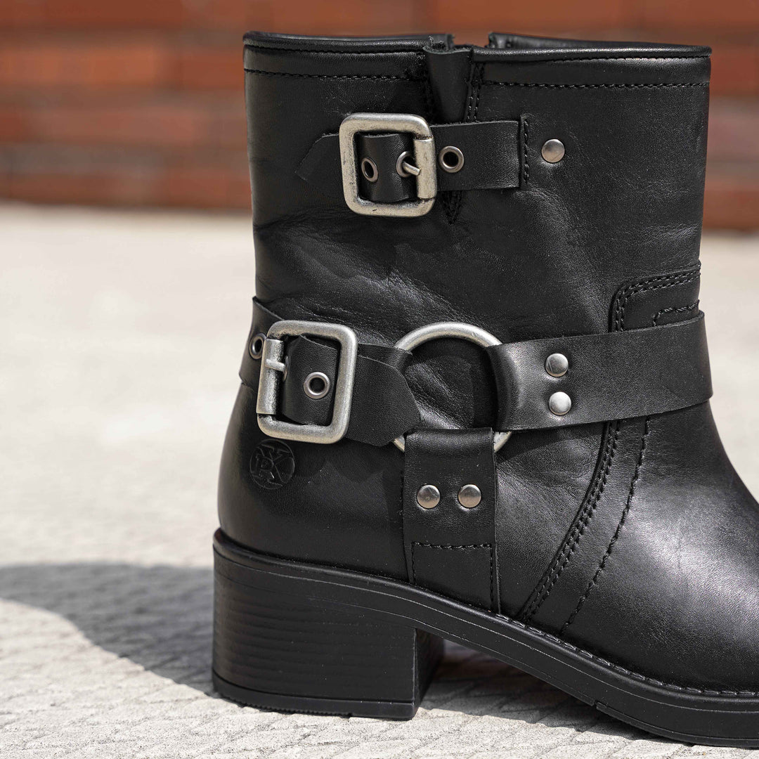 BIKE ANKLE BOOT Black Leather