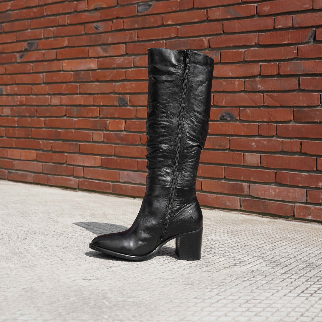 MIKI HIGH BOOT Black Leather