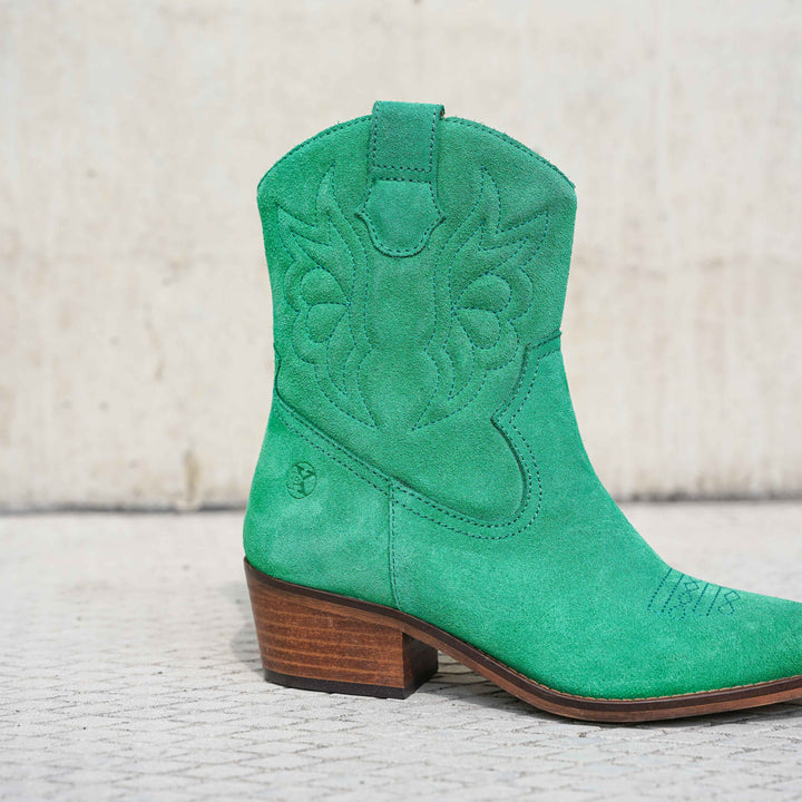 MINT WESTERN BOOT Green Suede