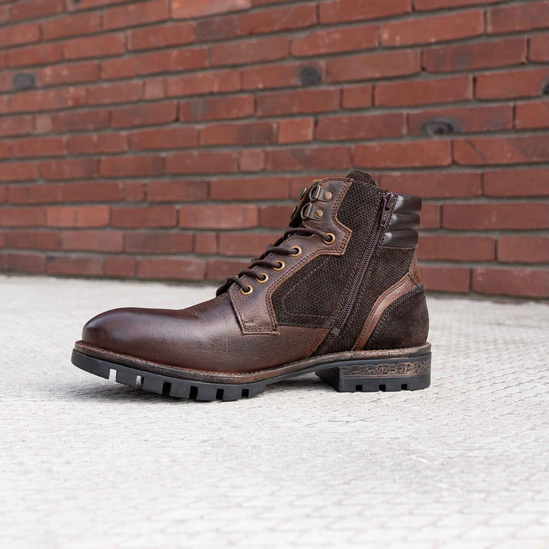 ARLO LACE BOOT Dk. Brown Leather Suede