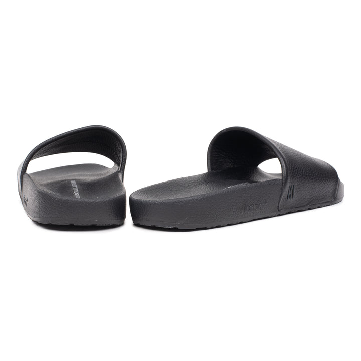 HINSON Papuc Negru | Luxury Grip Slide Black Leather Milled - b