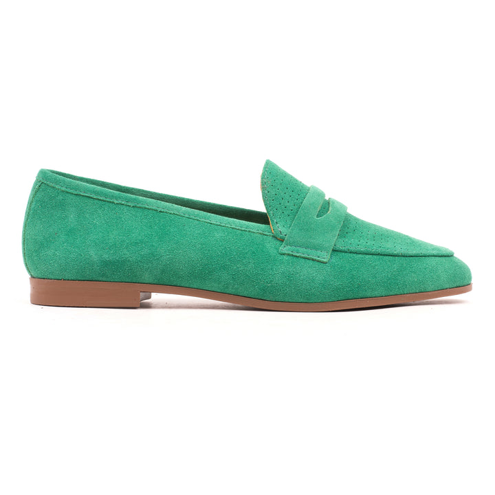 AMPARO LOAFER Green Suede Perforated